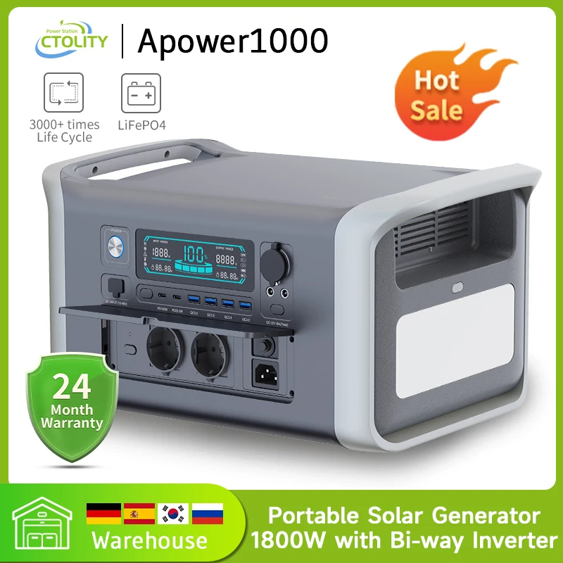 Batterie Lifepo4 Portable Power Station pour la maison, batterie de camping, 220V, 300W, 1000W, 2000W